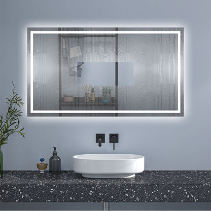 AICA Espejo de baño LED sin cobre 120×80cm＋antivaho＋interruptor táctil