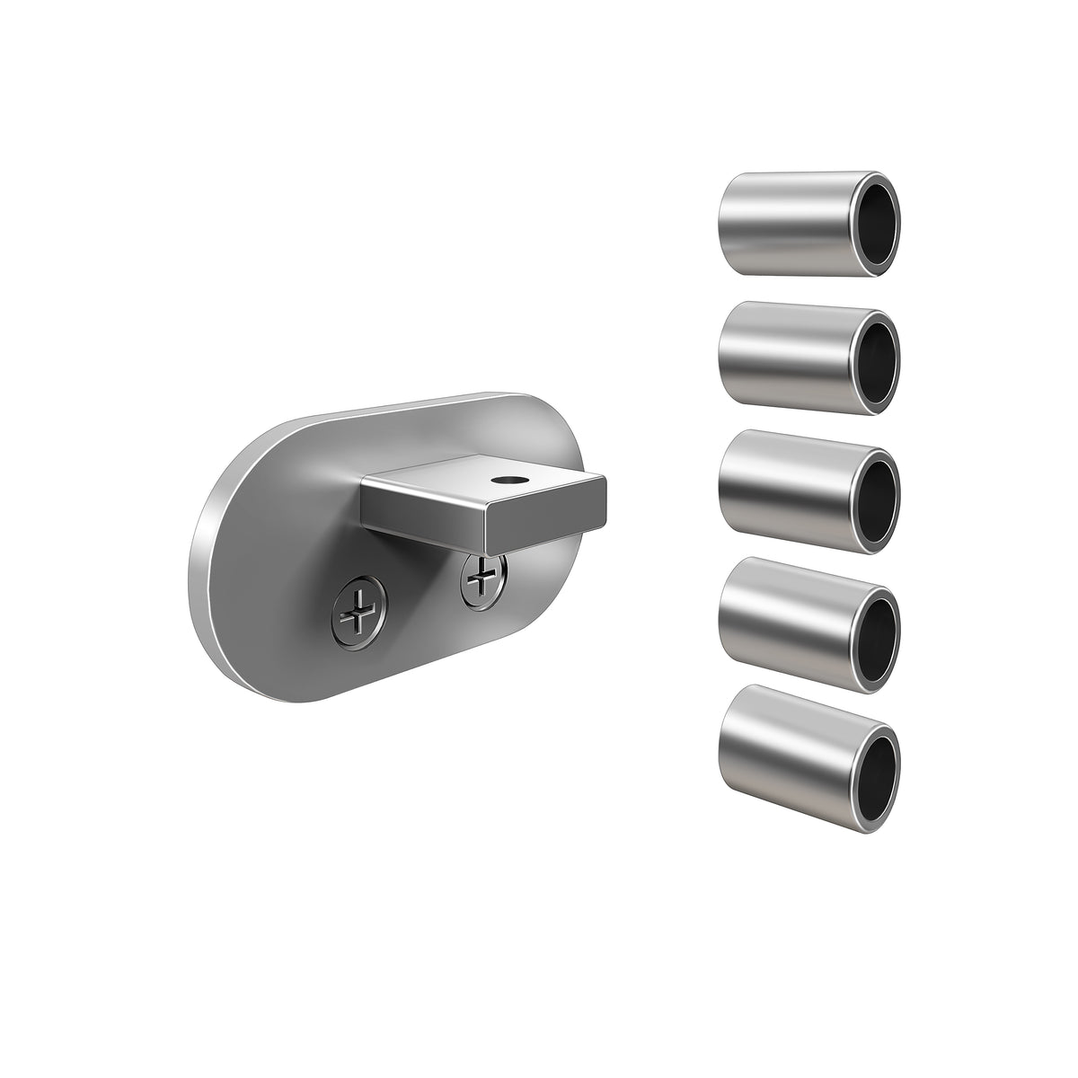 Kit de fijación mural para barandilla de aluminio, negro mate / plata mate, para fijar el extremo del tubo a la pared
