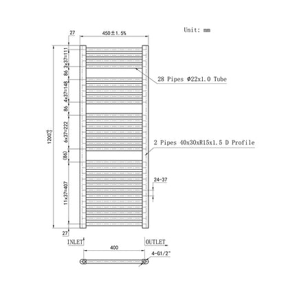 120CM Cromo Cuarto de baño Calefacción central Toallero Escalera Radiador Calentador