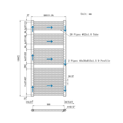 Cuarto de baño Calefacción central Toallero Escalera Radiador Calentador CR-120CM