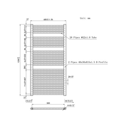 Cuarto de baño Calefacción central Toallero Escalera Radiador Calentador CR-120CM