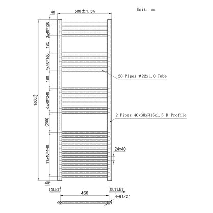 Cuarto de baño Calefacción central Toallero Escalera Radiador Calentador CR-160CM