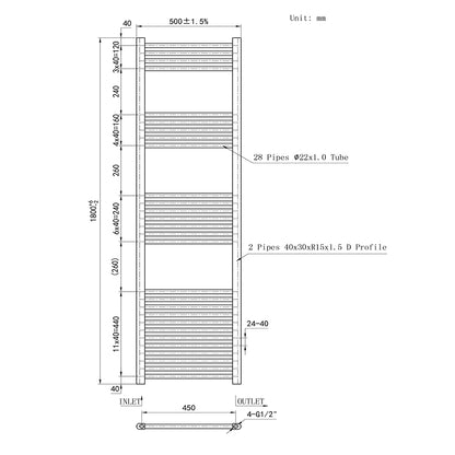 Cuarto de baño Calefacción central Toallero Escalera Radiador Calentador CR-180CM