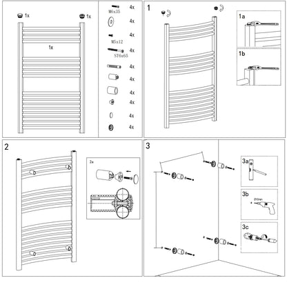 AICA Toallero secatoallas radiador blanco 115x55cm calefacción en sistema circuito de agua caliente válido