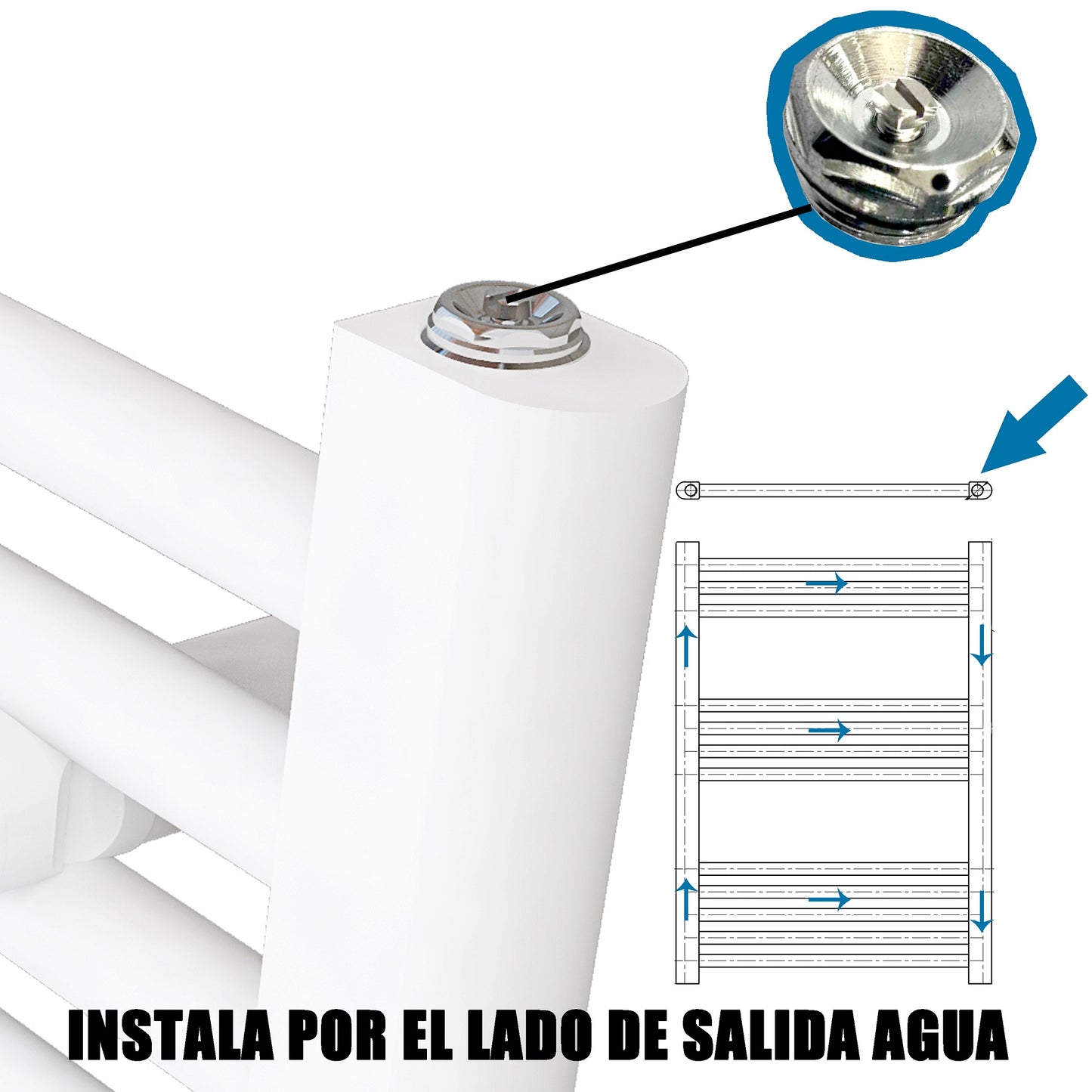 AICA Toallero secatoallas radiador blanco 172x60cm calefacción en sistema circuito de agua caliente válido