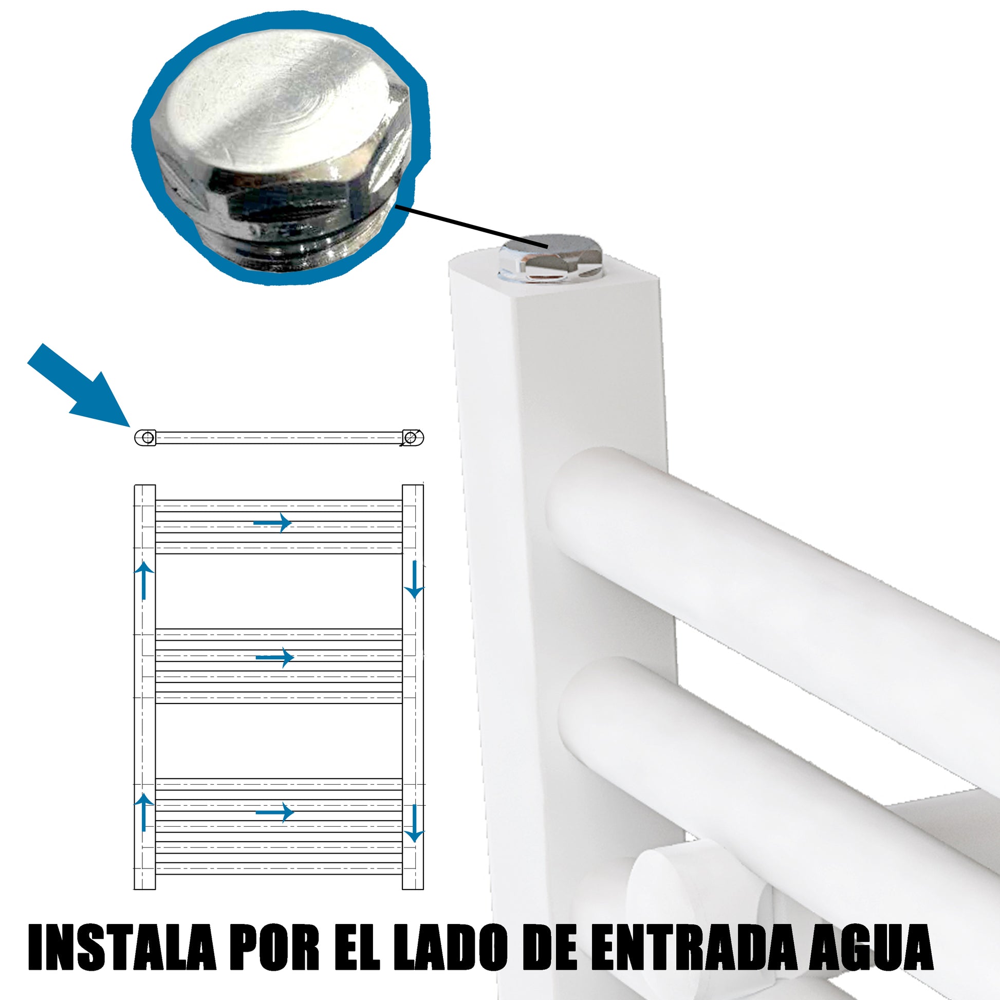 AICA Toallero secatoallas radiador blanco 115x55cm calefacción en sistema circuito de agua caliente válido