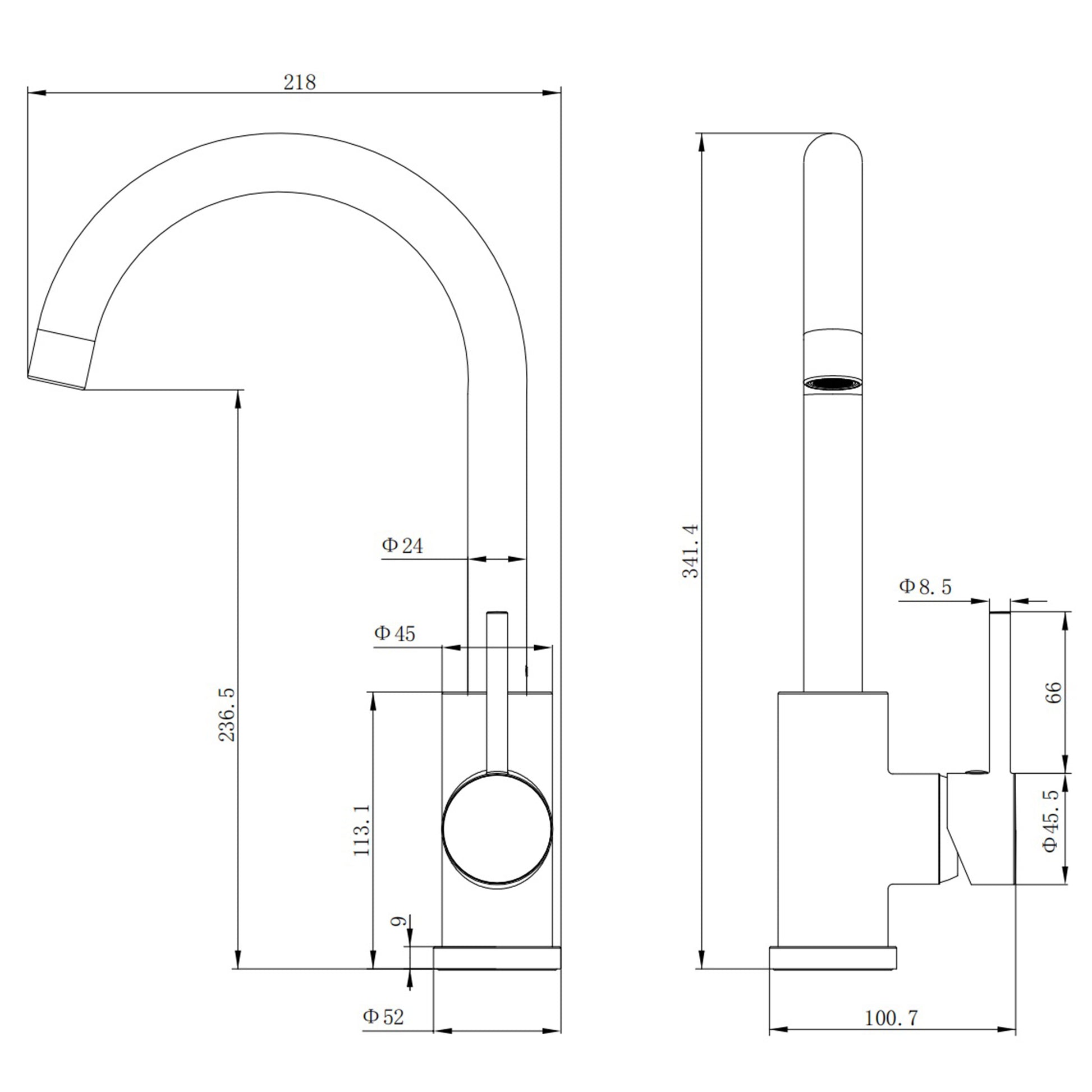 Aica Sanitarios Grifo de Cocina Monomando Negro Mate Grifería con Caño Giratorio 360°para Fregadero