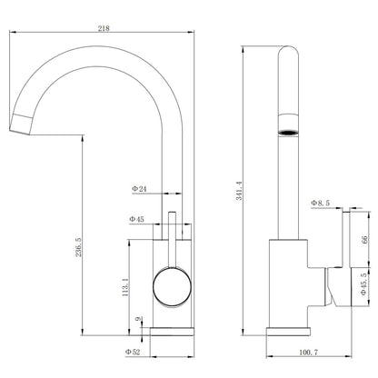 Aica Sanitarios Grifo de Cocina Monomando Negro Mate Grifería con Caño Giratorio 360°para Fregadero