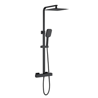 Columna de Ducha Termostática Aica negro mate alcachofa y ducha superior grande 25cm para baño