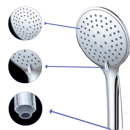 Aica Columna de Ducha termostática, Plata brillante, Cromado redondo, Barra ajustable en altura, Cabezal de ducha y Teleducha de 3 tipos de chorro