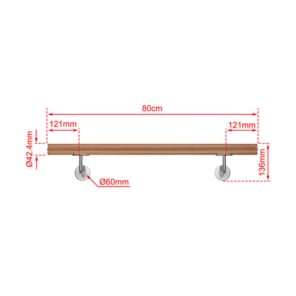 AICA Pasamanos de acero inoxidable 304 cepillado, 80/100/120/150/180/200/220/240 cm, Interior y Exterior Marrón 80cm#Marrón