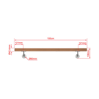 AICA Pasamanos de acero inoxidable 304 cepillado, 80/100/120/150/180/200/220/240 cm, Interior y Exterior Marrón 100cm#Marrón