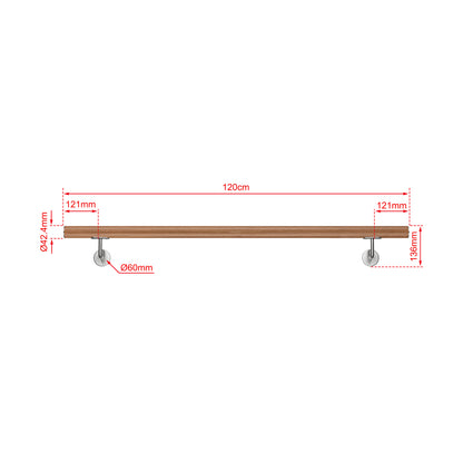 AICA Pasamanos de acero inoxidable 304 cepillado, 80/100/120/150/180/200/220/240 cm, Interior y Exterior Marrón 120cm#Marrón