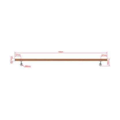 AICA Pasamanos de acero inoxidable 304 cepillado, 80/100/120/150/180/200/220/240 cm, Interior y Exterior Marrón 180cm#Marrón