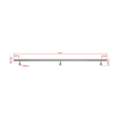 AICA Pasamanos de acero inoxidable 304 cepillado, 80/100/120/150/180/200/220/240 cm, Interior y Exterior Plata 200cm#Plata