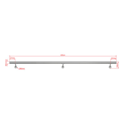 AICA Pasamanos de acero inoxidable 304 cepillado, 80/100/120/150/180/200/220/240 cm, Interior y Exterior Plata 220cm#Plata