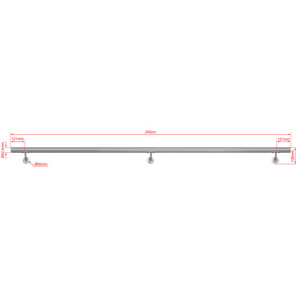 AICA Pasamanos de acero inoxidable 304 cepillado, 80/100/120/150/180/200/220/240 cm, Interior y Exterior Plata 240cm#Plata