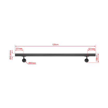 AICA Pasamanos de acero inoxidable 304 cepillado, 80/100/120/150/180/200/220/240 cm, Interior y Exterior Negro 120cm#Negro