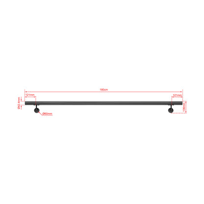 AICA Pasamanos de acero inoxidable 304 cepillado, 80/100/120/150/180/200/220/240 cm, Interior y Exterior Negro 180cm#Negro