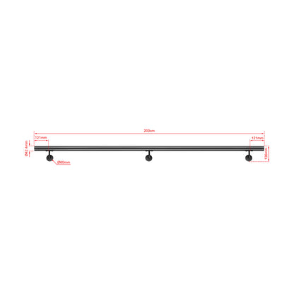 AICA Pasamanos de acero inoxidable 304 cepillado, 80/100/120/150/180/200/220/240 cm, Interior y Exterior Negro 200cm#Negro