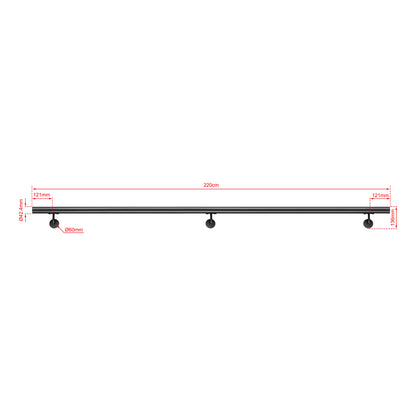 AICA Pasamanos de acero inoxidable 304 cepillado, 80/100/120/150/180/200/220/240 cm, Interior y Exterior Negro 220cm#Negro