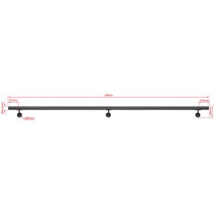 AICA Pasamanos de acero inoxidable 304 cepillado, 80/100/120/150/180/200/220/240 cm, Interior y Exterior Negro 240cm#Negro