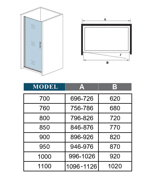 Puerta de ducha Abatible Frontal Cristal 5mm Antical
