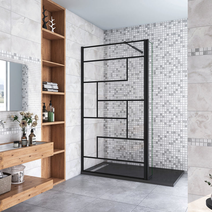 Walkin Mampara Panel de ducha Serigrafiado de línea negra 2 hojas Vidr – Aica  Sanitarios España