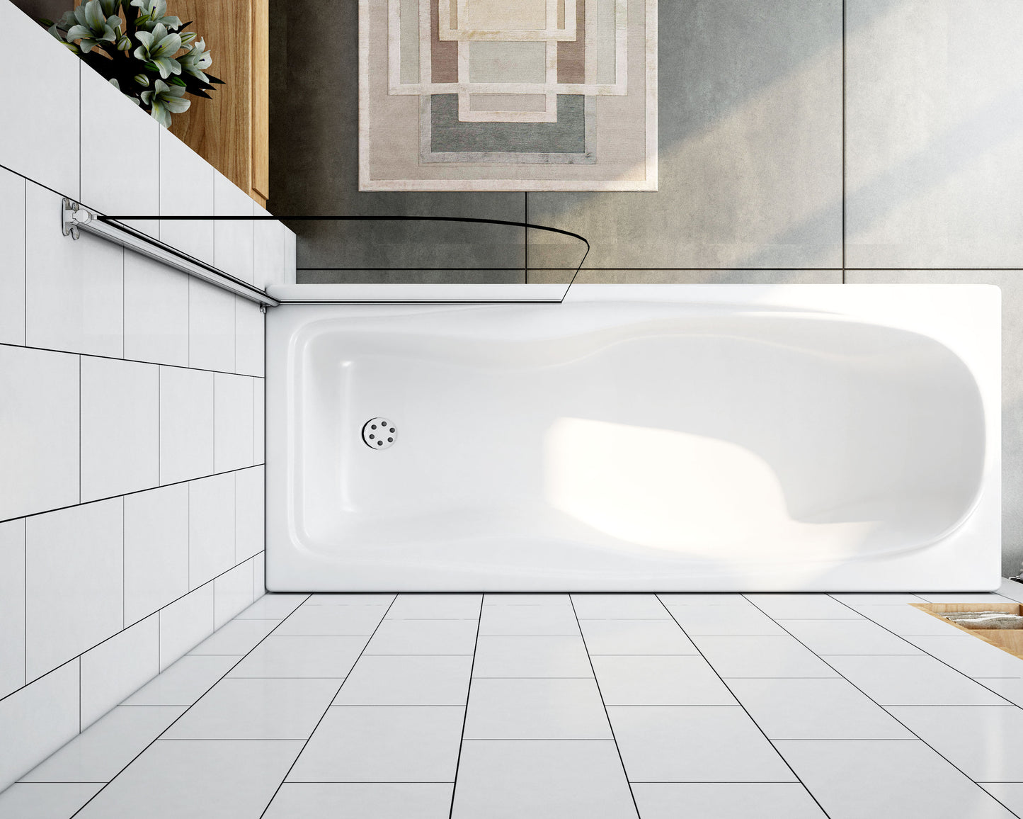 liquidacion Mampara de bañera Abatible Simple de 1 Hoja 180 grados 70x130cm