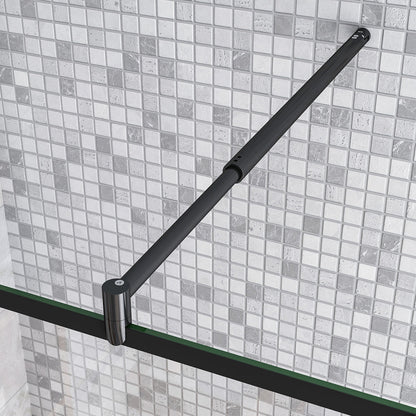 Walkin Mampara Panel de ducha Serigrafiado de línea negra 2 hojas Vidrio 8mm Antical con Barra Negra mate