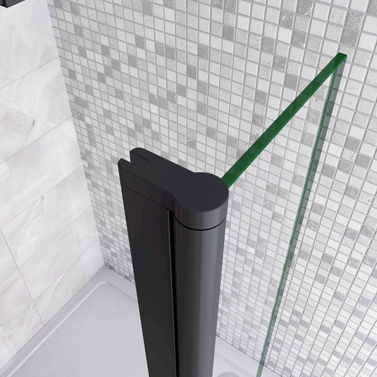Walkin Mampara Panel de ducha Lateral giratorio Vidrio 8mm Antical con Perfil Negro Mate