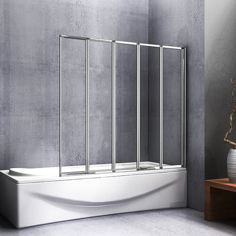Mamparas Pantalla cristal de Bañera Tina Biombo vidrio templado 4mm 5 veces Plegable 120x140cm