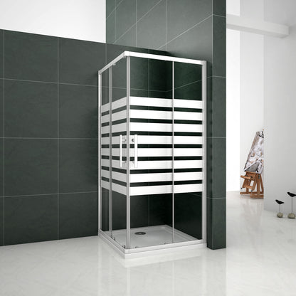 liquidacion Mamparas de ducha corrediza Puertas vidrio Serigrafiada cristal 5mm(80/90 x 195 cm)