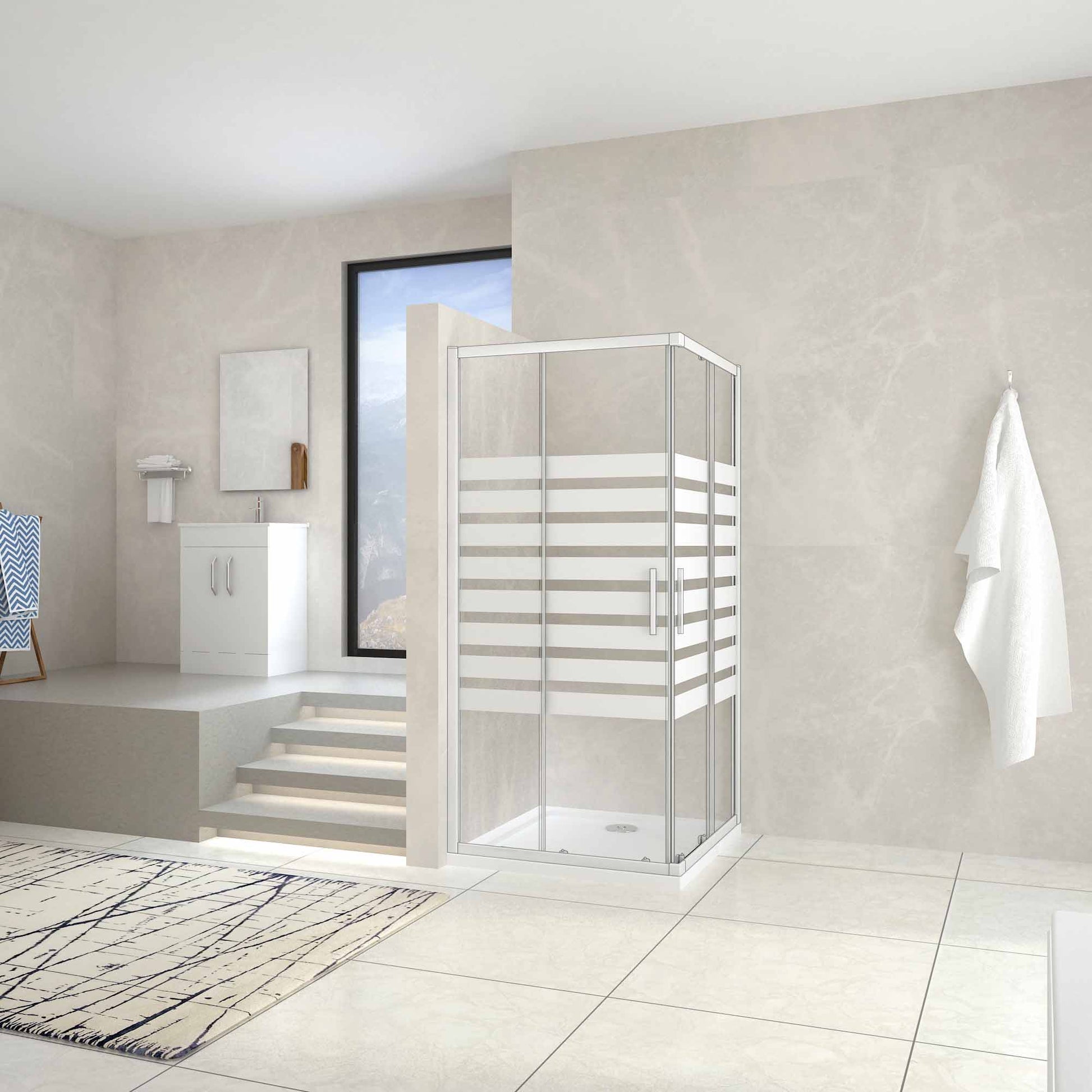 Mamparas Cabina de ducha con Puerta corredera de 8 ruedas vidrio templ –  Aica Sanitarios España