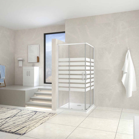 Mamparas Cabina de ducha con Puerta corredera de 8 ruedas vidrio templado 5MM