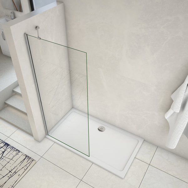 Mamparas de Ducha Pantalla Panel Fijo, Vidrio tratamiento antical 8mm + Barra de soporte