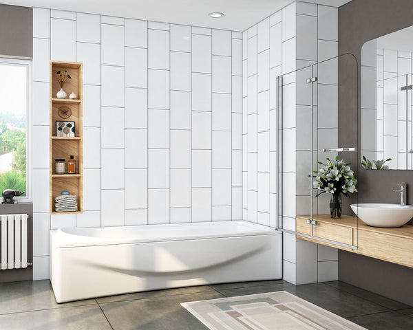 Mampara de Bañera Plegable con Bisagra Cristal Antical 6mm