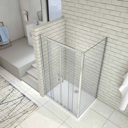 liquidacion Cabina de Ducha Mampara de Ducha Rectangular Puerta Corredera Cristal Templado 5 MM