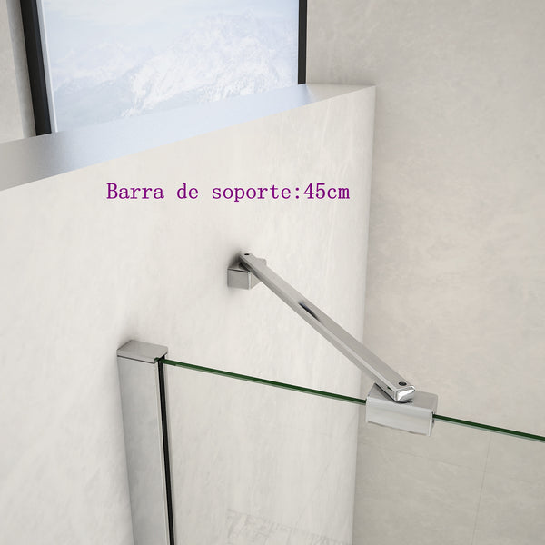 Mamparas de Ducha Pantalla Panel Fijo, Vidrio tratamiento antical 8mm + Barra de soporte