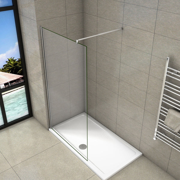 200cm Mamparas de Ducha Pantalla Panel Fijo Perfil Cromado Cristal Antical 10mm