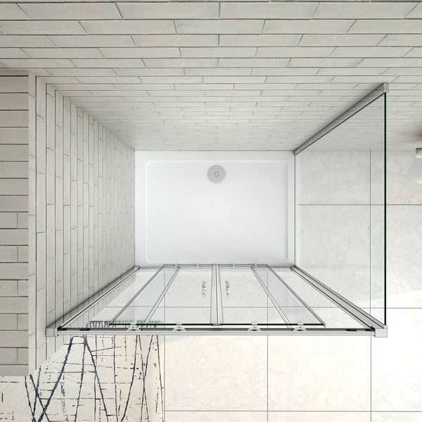 Cabina de Ducha Mampara de Ducha Rectangular Puerta Corredera Cristal Templado 5 MM