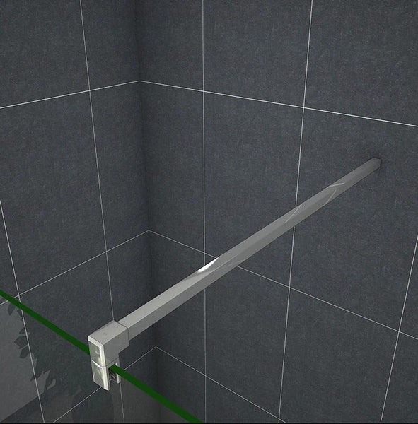 Mamparas ducha Panel Pantalla Fija Vidrio laminado de film seguridad a prueba de explosiciones 8mm - Dos Barras de Soporte 90/140cm