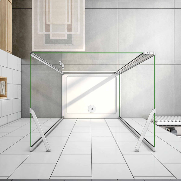 CABINA DE DUCHA, EN FORMA U, LATERALES FIJOS,FRONTAL DE UNA HOJA ABATIBLE, 6MM CRISTAL TEMPLADO, EASYCLEAN, TRATAMIENTO ANTICAL
