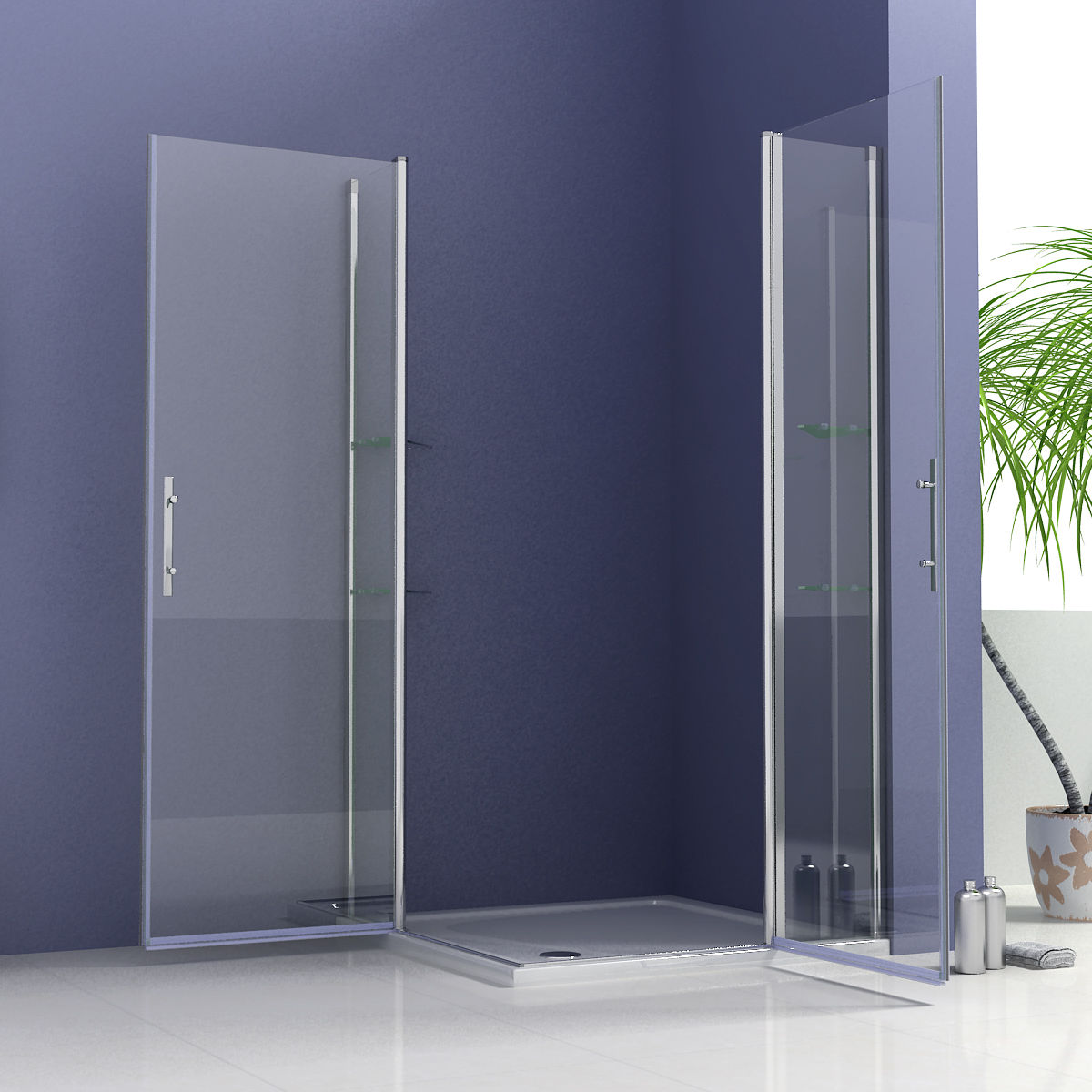 Mamparas de Ducha Puerta de Baño con Estante Repisa de vidrio cristal 6mm