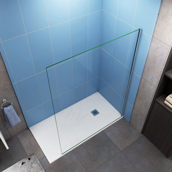 200cm Mamparas de Ducha Pantalla Panel Fijo Perfil Cromado Cristal Antical 10mm
