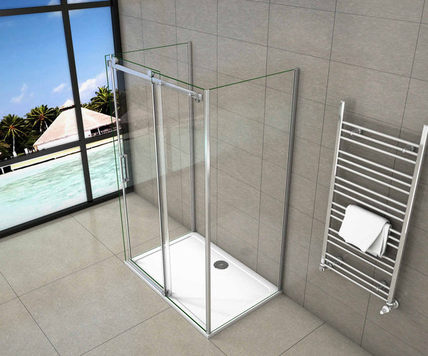 Ducha cabina de ducha, en forma U,  mampara de 8 mm con tratamiento antical cristal templado