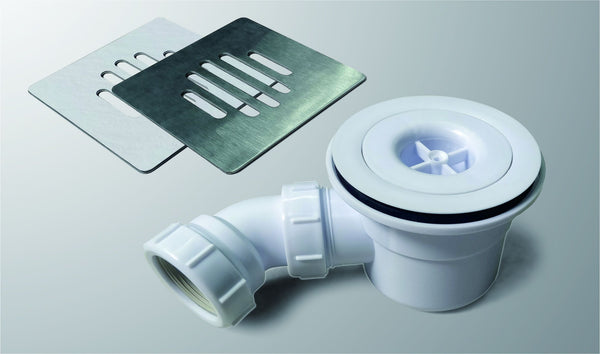 Plato de ducha AICA blanco textura pizarra+ Accesorios de desagüe con tapa acero inoxidable de forma rejilla (juegos incluidos)