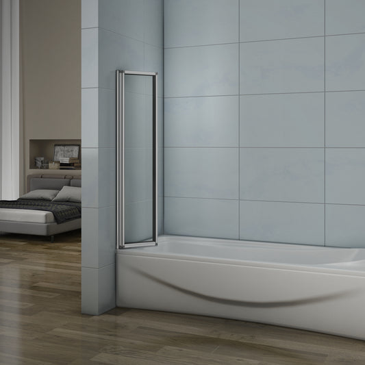 Pared plegable de bañera, Mampara de Cristal para Ducha Cristal 4mm 120x140cm Perfil Gris Mate