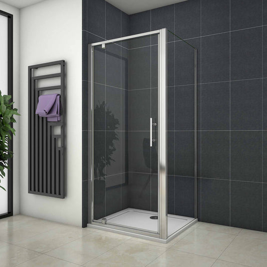 Mampara de Ducha Angular Puerta Abatible Cristal 6 MM