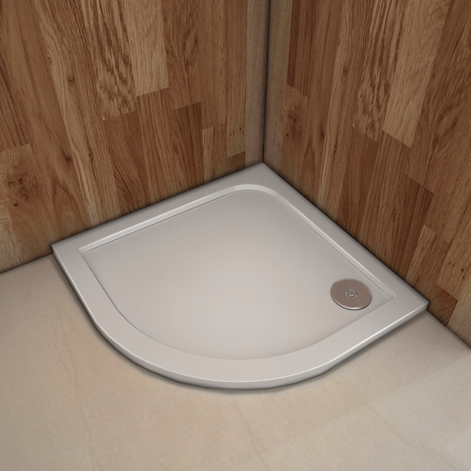 Plato De Ducha Semicircular De Cerámica Blanca Kiamami - Antideslizante, 80x80 Cm, Modelo Topacio